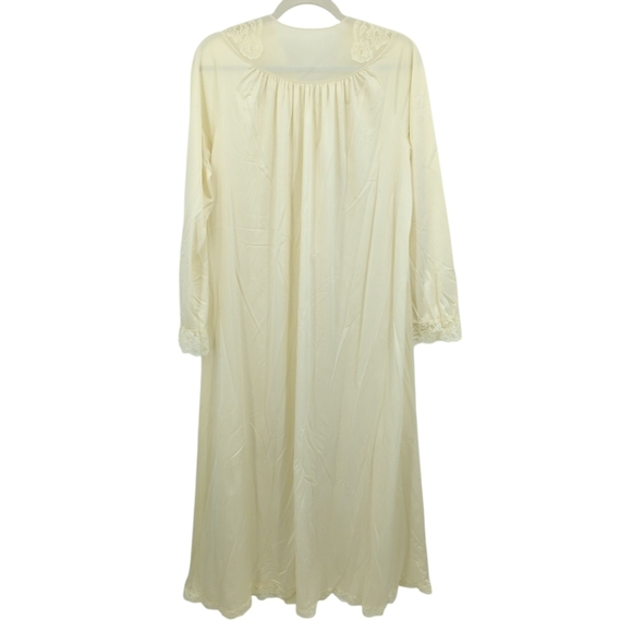Vintage X Shadowline Nightgown Peignoir Lace Floral Ivory Nylon Made USA Women M - Picture 2 of 8